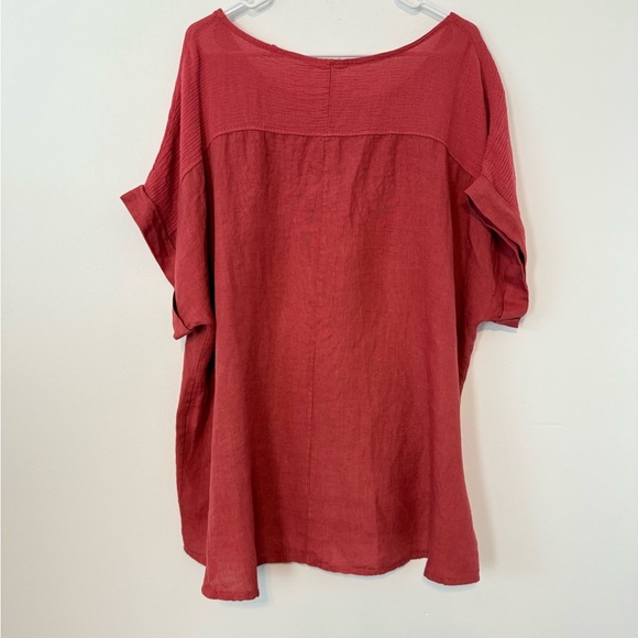 LUNGO L’ARNO 100% Linen Terra Siena (Rust) Lagenlook Top/Shirt. Size 2X. NWT. - Picture 6 of 10